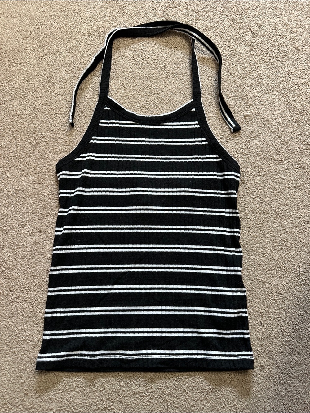 Mudd Black and White Striped Halter Tank